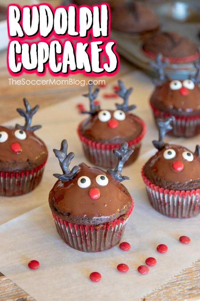 Rudolph the Red Nosed Reindeer Cupcakes are easy to make and will be the star of this year's Christmas party! So cute!!