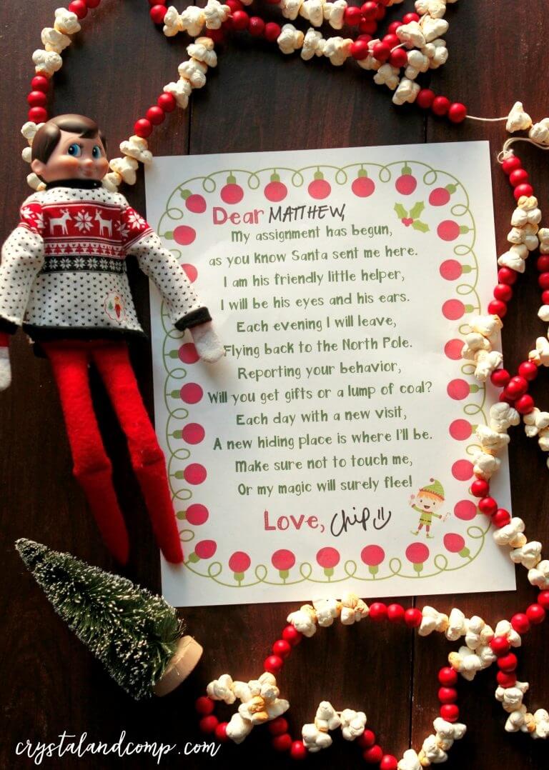 Elf on the Shelf with a printable welcome letter