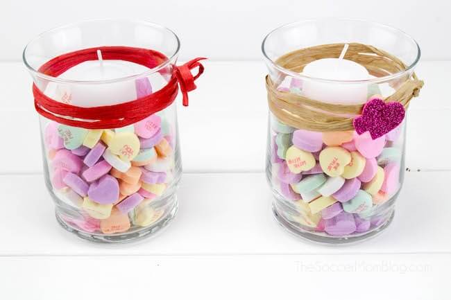 Handmade Valentine's heart votive candles gift idea
