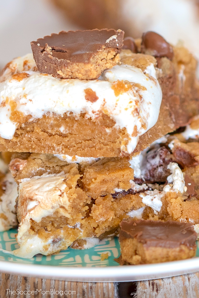 cookie bars with peanut butter cups and marshmallow creme