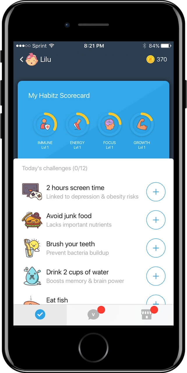 Teach kids to eat healthy food with Habitz app
