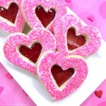 pink heart cookies with a jelly center