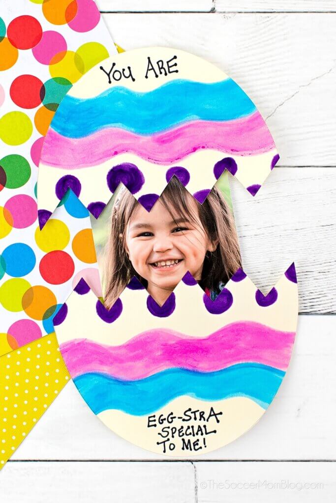 Easter egg pop up card with photo inside.