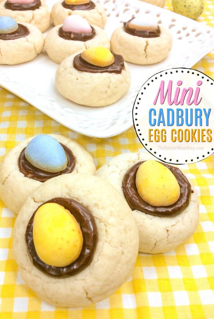 Festive and delicious! If you love those crunchy and creamy Cadbury Mini Eggs, then you'll love our Cadbury Egg Cookies! A delicious thumbprint cookie filled with rich chocolate ganache and candy treat!