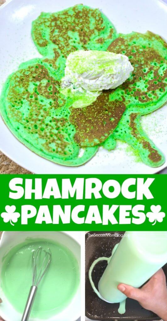 You won't believe how easy it is to make fun and festive Shamrock Pancakes for St. Patrick's Day breakfast! These are a HUGE hit in our house!