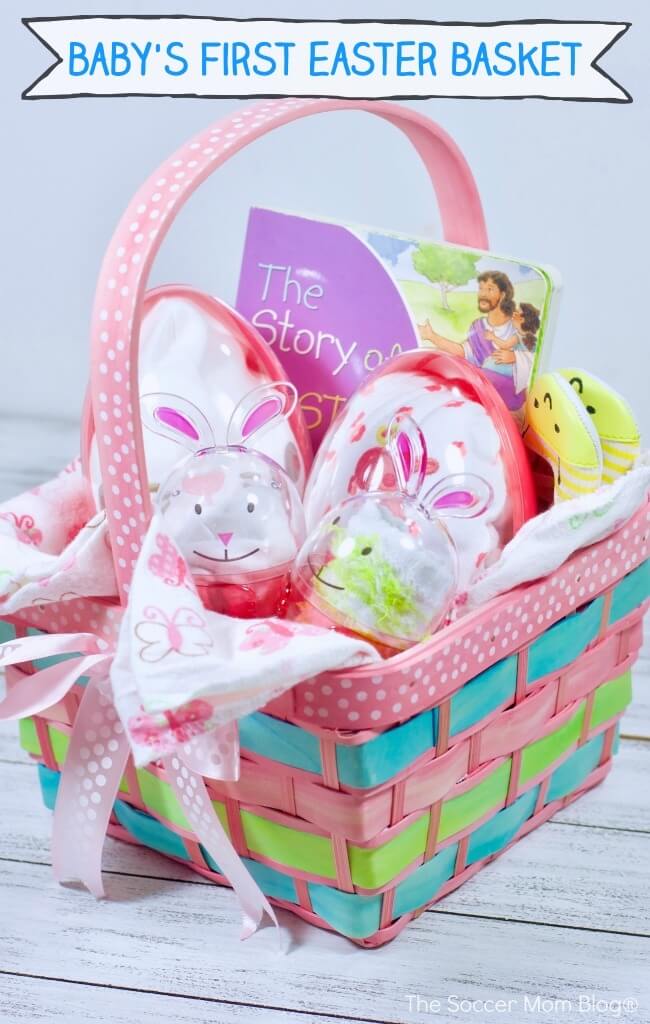 How adorable is this Baby's First Easter Basket?! Full of useful goodies for new moms and little ones.