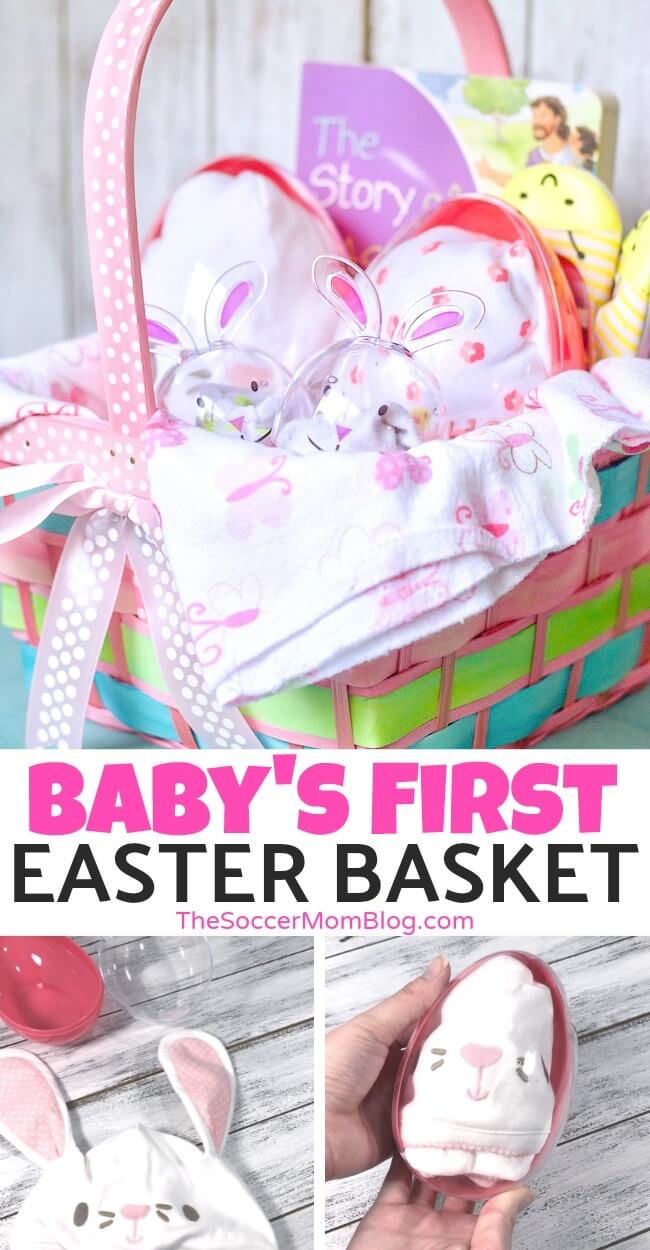 Lots of Easter basket ideas for babies that not only super cute, but useful too! This Baby Easter Basket is full of helpful goodies for a new baby and moms!