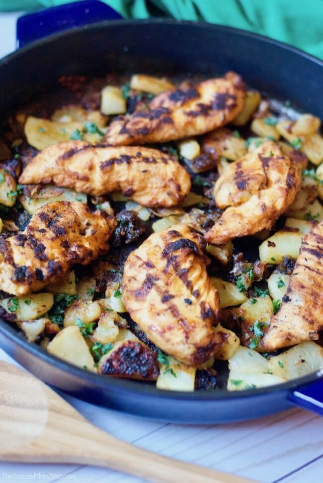 Crispy beer skillet potatoes take a classic side dish to the next level of flavor! Pair them with fire grilled chicken for a complete meal, eggs for breakfast, or even tuck them inside tacos!