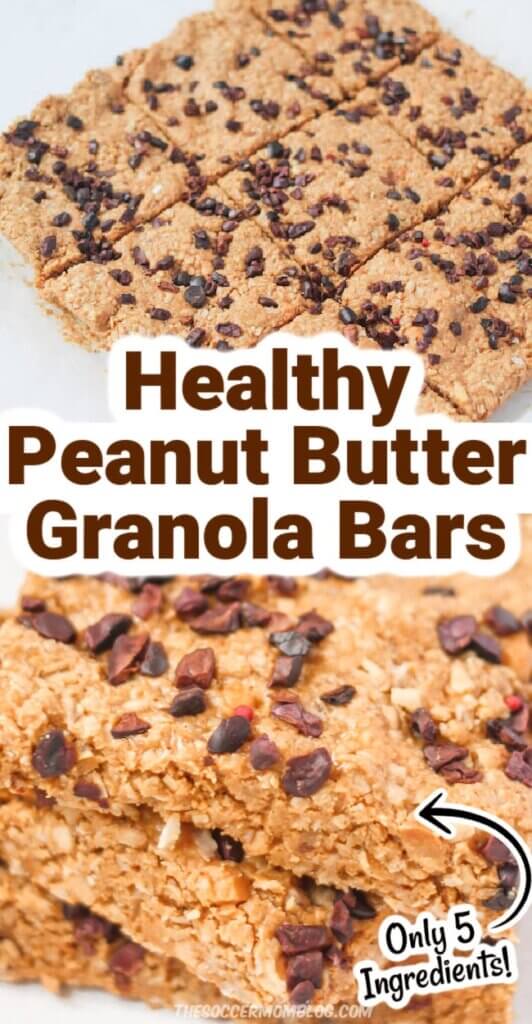 2 step photo collage showing homemade peanut butter granola bars