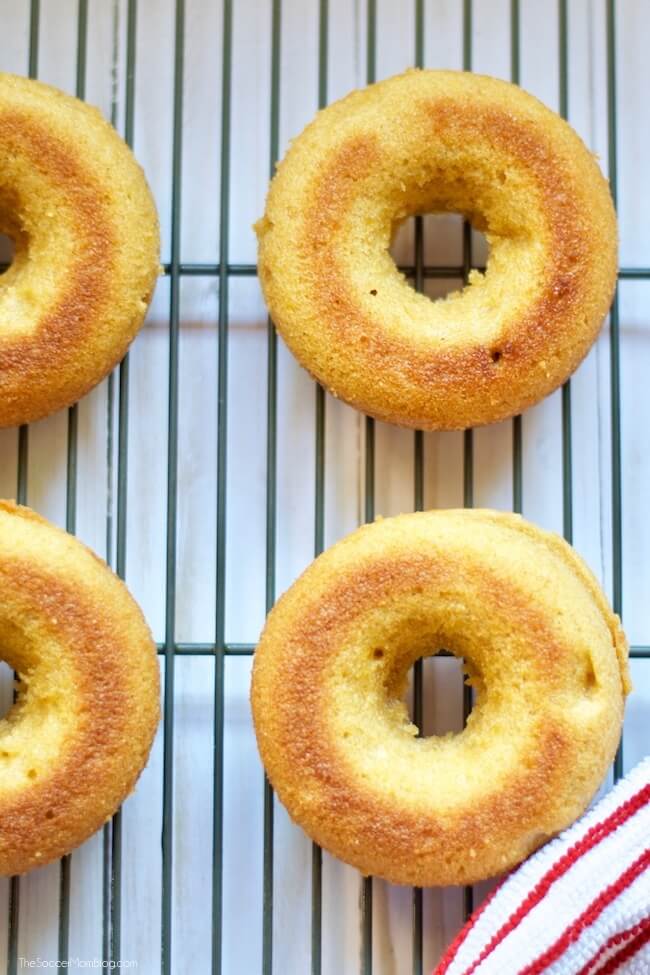 Sweet potato donuts on cooling rack