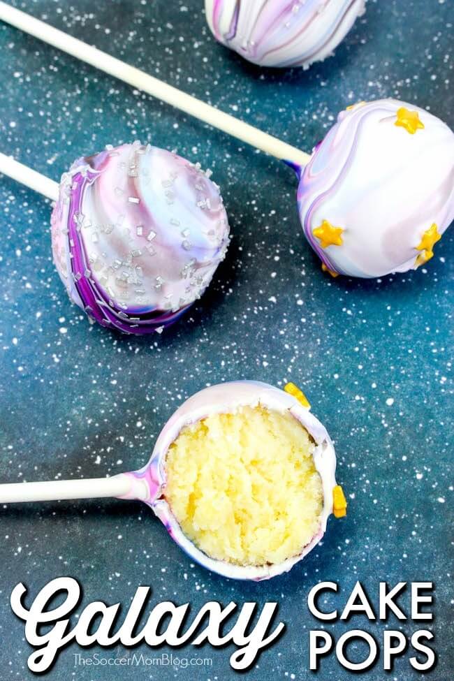 Swirling stars and vibrant colors make these Galaxy Cake Pops a wow-worthy party treat! Perfect for space or Star Wars themed parties and birthdays. Click for step-by-step photo tutorial to learn how to get the tie-dye look!