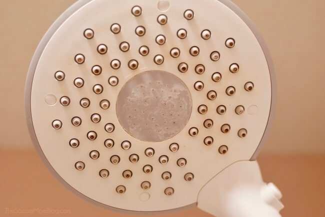 Shower head with hard water buildup