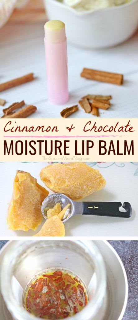 How to make homemade lip balm - this cinnamon chocolate lip chap stick smells amazing!