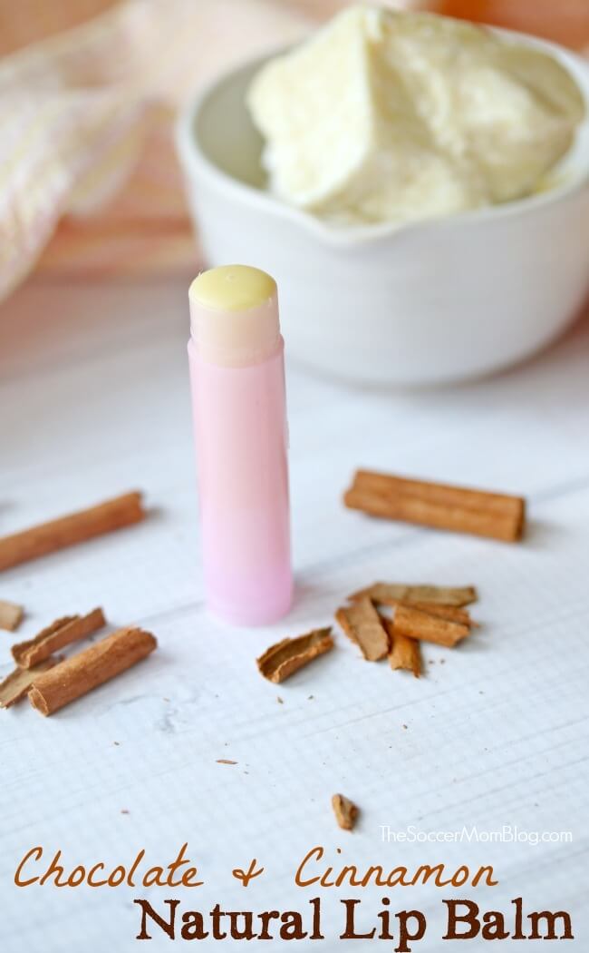 How to make your own moisturizing homemade natural lip balm. We love this DIY soothing lip chap because it's moisturizing, made with products that you can actually pronounce (and know what they are), and it smells and tastes amazing!