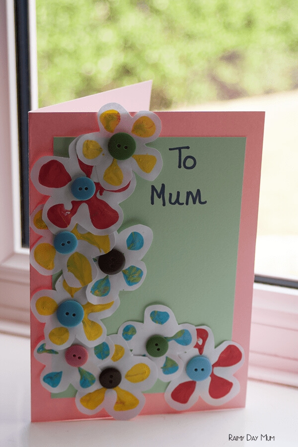 button flower card for mothers day
