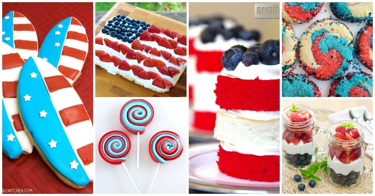 Find all kinds of amazing recipe inspiration with this HUGE collection of 50 Red White and Blue Desserts perfect for Memorial Day and the 4th of July!