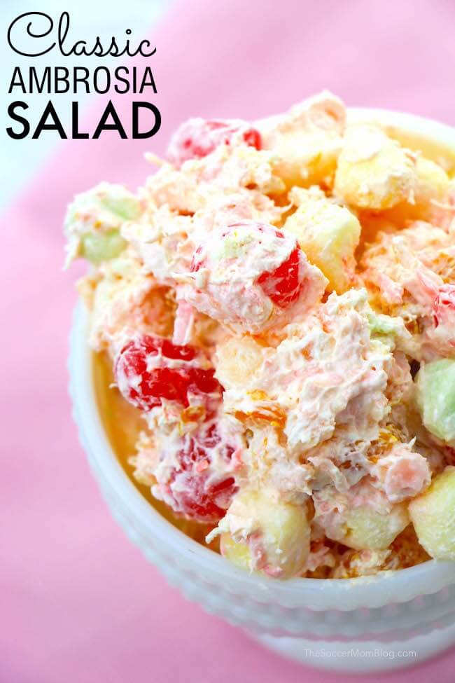 A classic Ambrosia Salad recipe, just like Grandma made it! Fluffy, sweet, and absolutely divine!