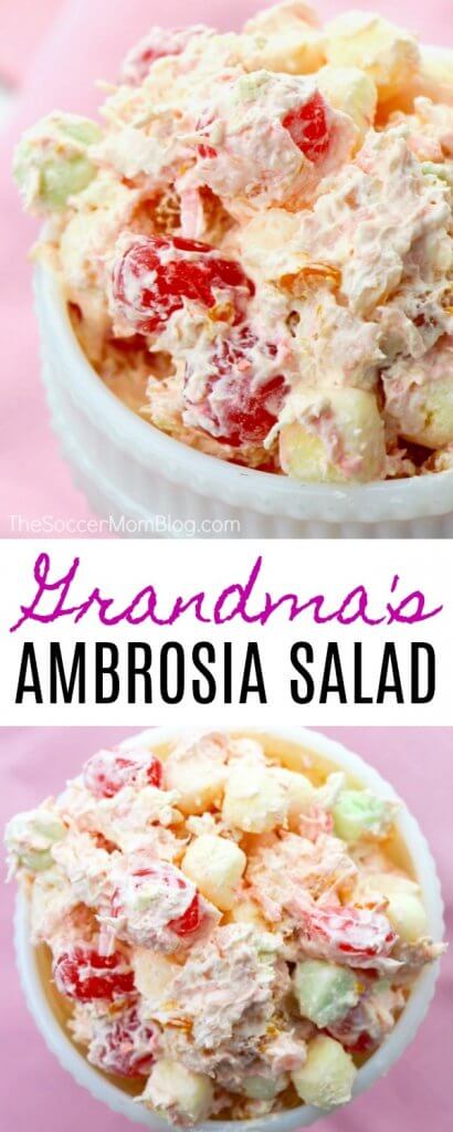 A classic Ambrosia Salad recipe, just like Grandma made it! Fluffy, sweet, and absolutely divine!