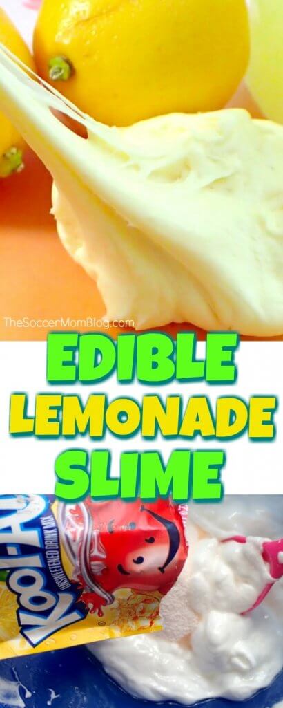 Super stretchy and tastes just like the classic summer drink — this edible Lemonade Slime is sweet sensory fun!