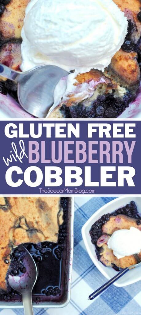 A favorite recipe in our family for decades! This fluffy cake-style gluten free blueberry cobbler is a guilt-free version of the classic summer dessert!