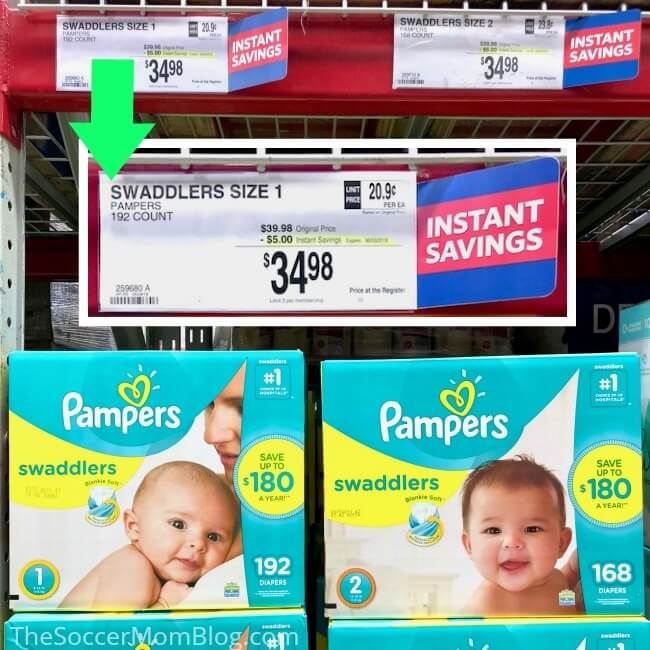 Save $5 on Pampers diapers at Sam's Cub