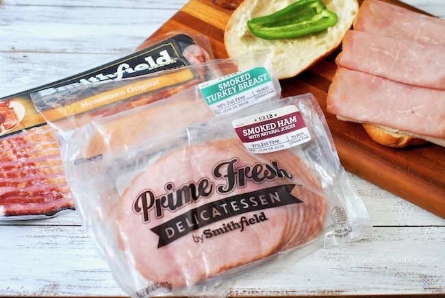 Smithfield Prime Fresh deli meats in package next to cutting board