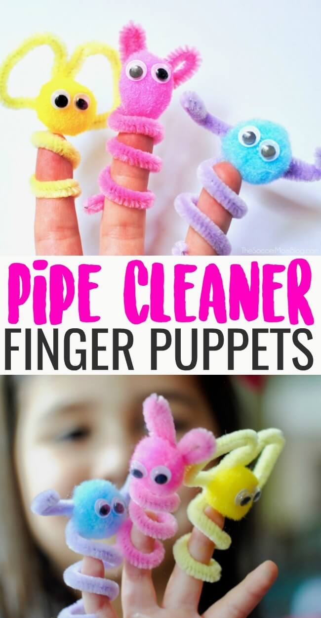 Pipe Cleaner Finger Puppets are an easy, mess-free kids craft and boredom buster perfect for rainy days! #kidscraft #kidsactivity #crafts
