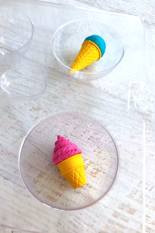 Ice cream erasers in silicone soap molds