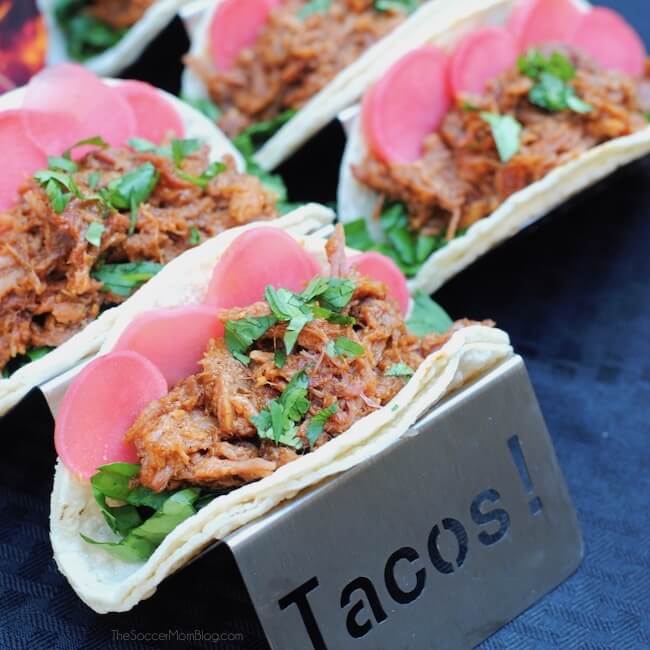 This shortcut recipe for easy pork mole tacos brings out authentic Mexican flavors...with a twist! Ready in minutes!