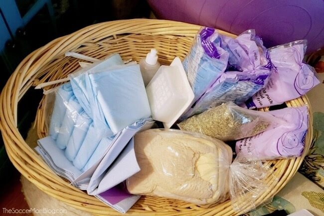 home birth supplies in a basket