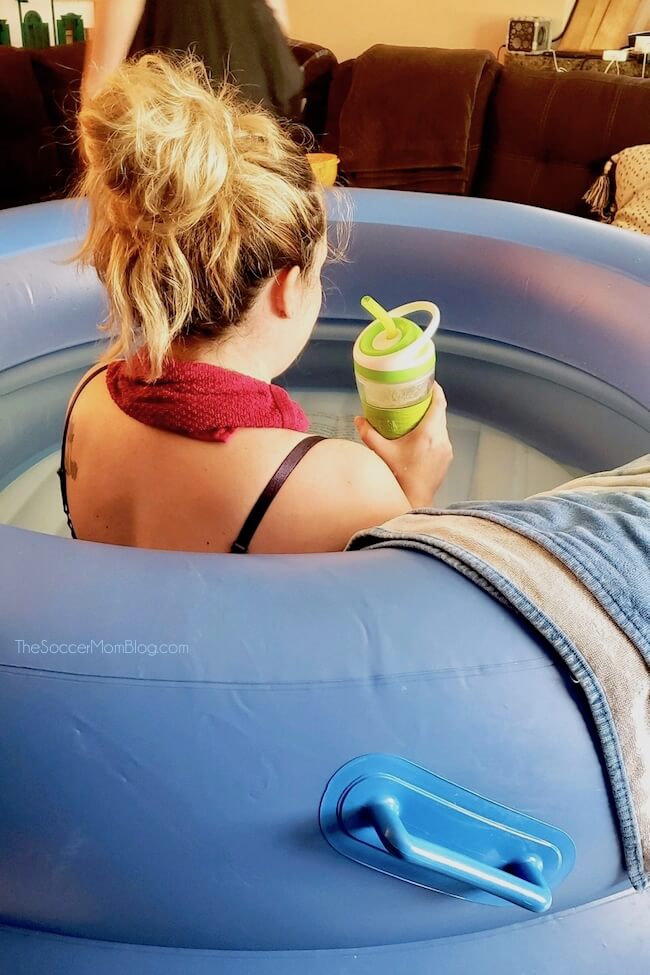 Inflatable birthing tub for home birth