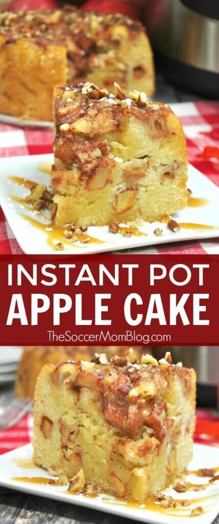 This set-it-and-forget-it Instant Pot Apple Cake is not only super easy, but super delicious! Four layers of moist cake and juicy apples in every bite!