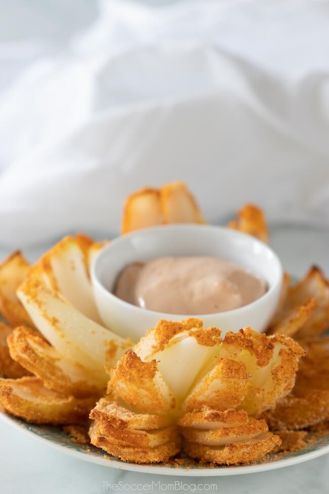 A low carb and low calorie version of the steakhouse classic — this Keto Blooming Onion is a guilt-free indulgence!
