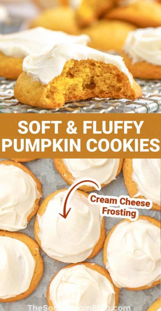 Soft Pumpkin Cookies with Cream Cheese Icing - The Soccer Mom Blog