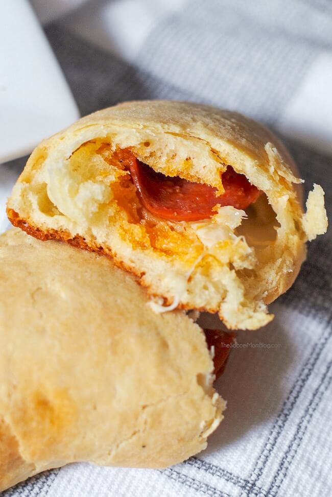 pepperoni roll with cheese and pepperoni inside