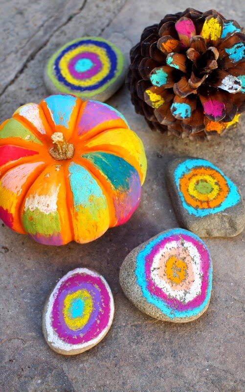 Oil Pastel Decorated Pumpkins