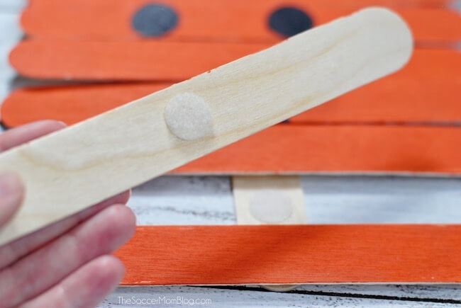 attaching velcro to popsicle stick