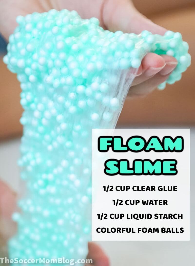 stretching foam ball slime, with ingredients listed