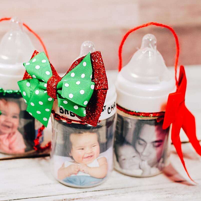Celebrate baby's 1st Christmas with this adorable handmade baby bottle ornament - a personalized baby's first Christmas ornament and treasured keepsake!