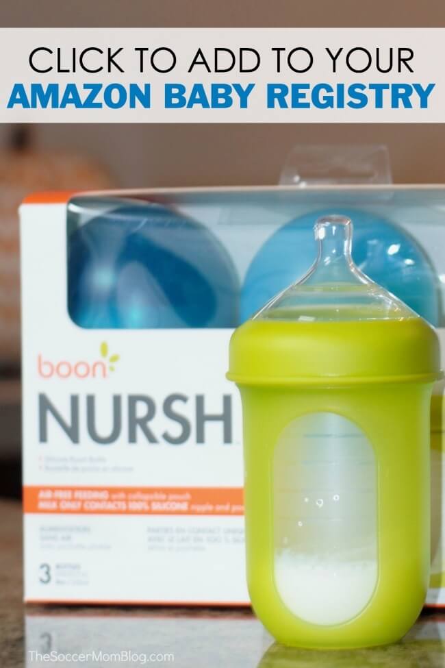 The Boon NURSH® Silicone Pouch Bottle features a nipple shape that's modeled after mom, designed to encourage the perfect latch.