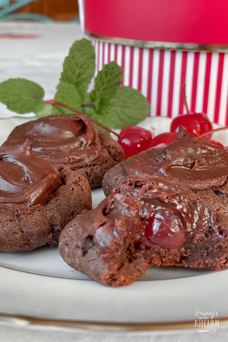 cherry thumbprint cookies with fudge icing
