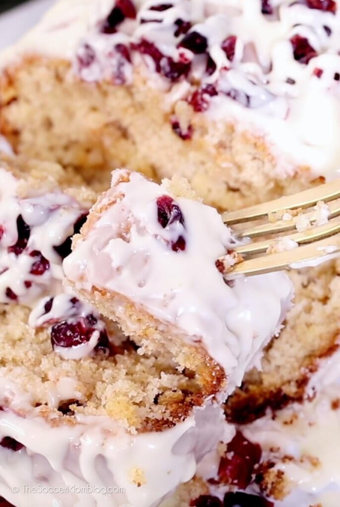 holiday sweet bread with white chocolate chips and cranberries