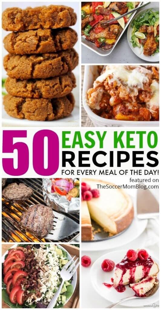 collage image of keto friendly recipes.