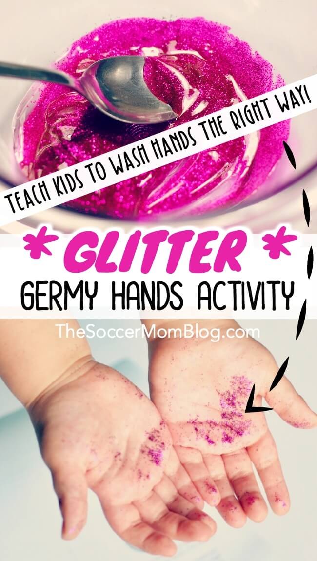 Don't just tell kids about germs...SHOW them how germs spread and how to wash hands the right way with this fun glitter germy hands activity!
