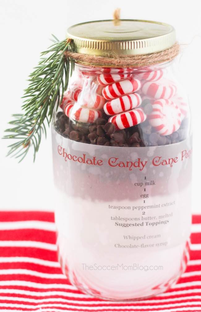 Peppermint pancake mix in a jar Christmas gift