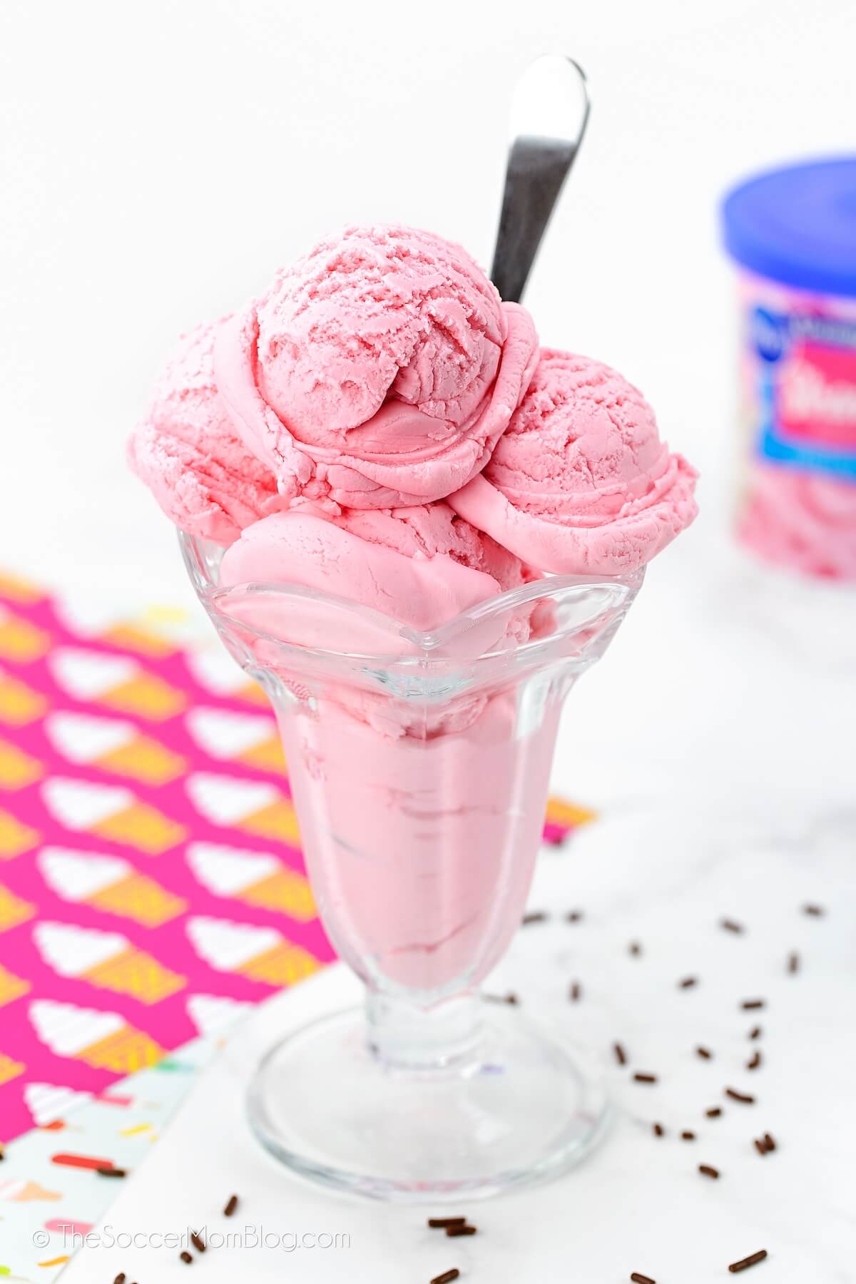 sundae bowl filled with strawberry ice cream playdough