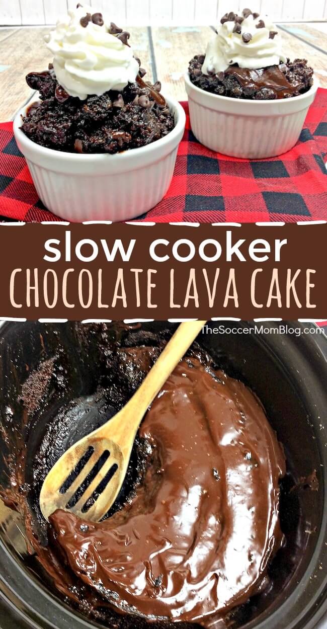 The ultimate decadent chocolate cake - and it's foolproof! Our slow cooker chocolate lava cake is rich, gooey, and literally overflowing with fudge-y goodness!