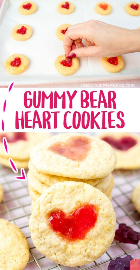 Gummy Bear Heart Cookies - 2 photo vertical Pinterest image.