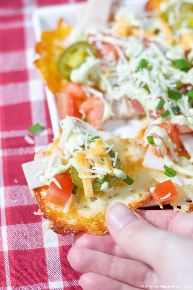 These easy keto nachos are a delicious low carb appetizer or lunch idea that's fresh, flavorful, and ready in about 10 minutes!