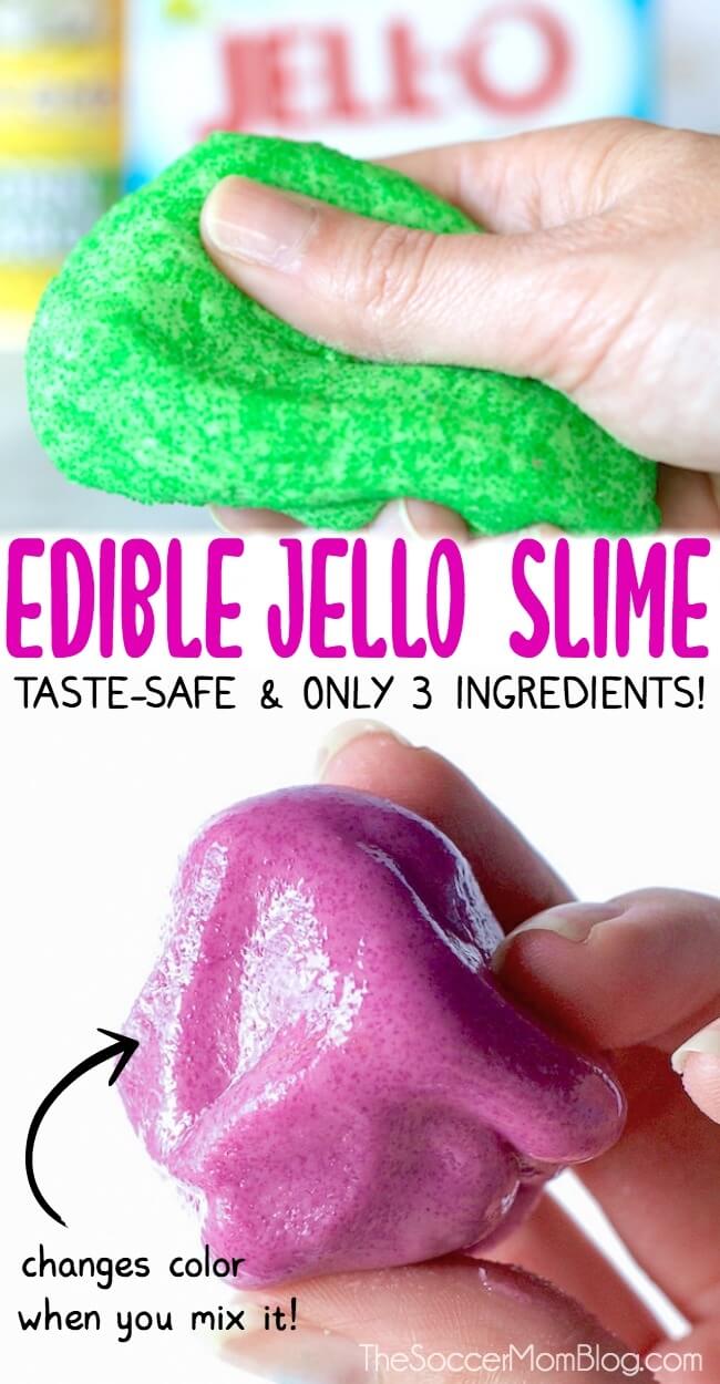 green jello slime and purple jello slime